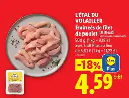 Lidl L'ÉTAL DU VOLAILLER Émincés de filet de poulet offre
