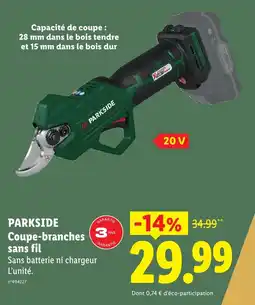 Lidl PARKSIDE Coupe-branches sans fil offre