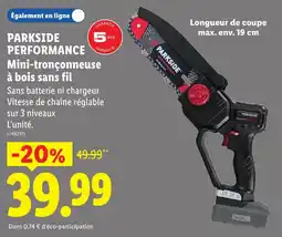 Lidl PARKSIDE Mini-tronçonneuse à bois sans fil offre
