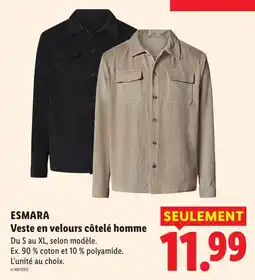Lidl ESMARA Veste en velours côtelé homme offre