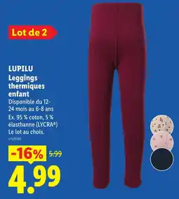 Lidl LUPILU Leggings thermiques enfant offre