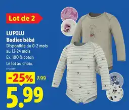 Lidl LUPILU Bodies bébé offre