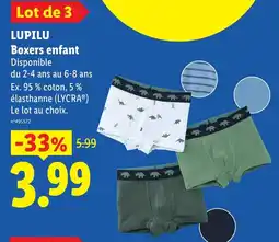 Lidl LUPILU Boxers enfant offre