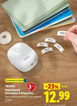 Lidl Tronic imprimante thermique à étiquettes offre