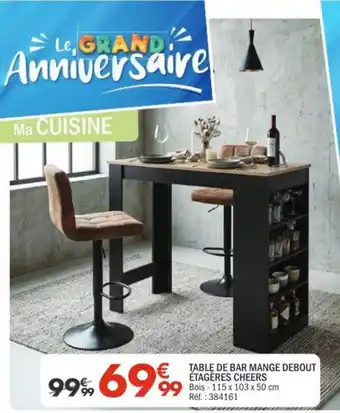 TABLE DE BAR MANGE DEBOUT ETAGÈRES CHEERS