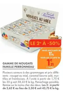 Point Vert Famille Perronneau Nougats au miel offre