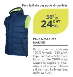 Point Vert PARKA MAXIMY MARINE offre