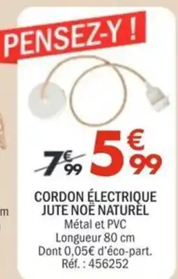 La Foir'Fouille CORDON ÉLECTRIQUE JUTE NOËL NATUREL offre