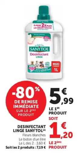 Super U SANYTOL Désinfectant Linge offre