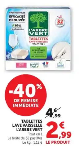 Super U L'ARBRE VERT TABLETTES LAVE-VAISSELLE offre