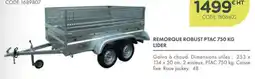 Point Vert LIDER REMORQUE ROBUST PTAC 750 KG offre