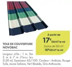 Point Vert NOVOBAC TOLE DE COUVERTURE offre
