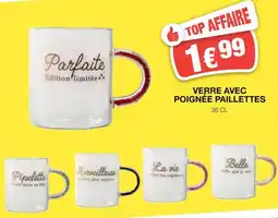 Marché aux Affaires VERRE AVEC POIGNÉE PAILLETTES offre