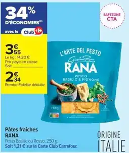 Carrefour Contact RANA Pesto Basilic & Pignons offre