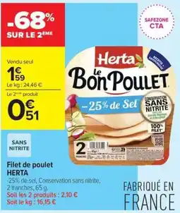 Carrefour Contact Herta Le Bon Poulet offre