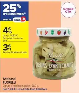 Carrefour Contact FLORELLI Coeurs d'artichauts grillés offre