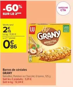 Carrefour Contact GRANY Barres de céréales offre