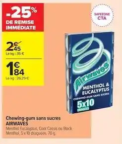 Carrefour Contact Airwaves - chewing-gum sans sucres offre