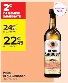 Carrefour Contact Henri bardouin - pastis offre