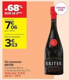 Carrefour Contact Kriter - vin mousseux offre