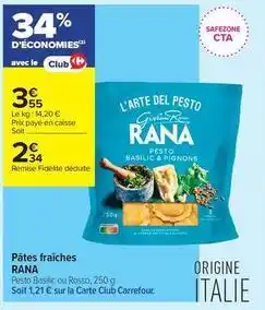 Carrefour Contact Rana - pâtes fraîches offre