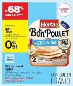 Carrefour Contact Herta - filet de poulet offre