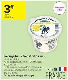 Carrefour Contact Fromage frais citron et citron vert offre