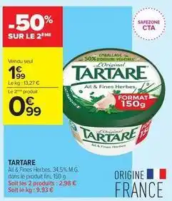 Carrefour Contact Tartare offre