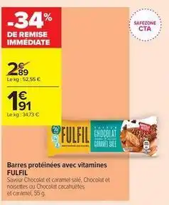 Carrefour Contact Barres protéinées avec vitamines offre