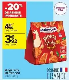 Carrefour Contact Maître coq - wings party offre