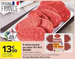Carrefour Market Bigard - 8 steaks hachés pur bœuf offre