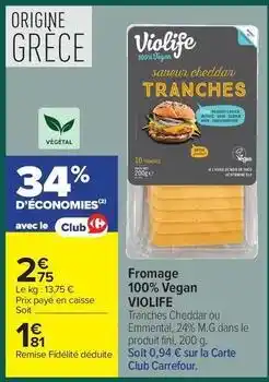 Carrefour Market Fini - fromage 100% vegan offre