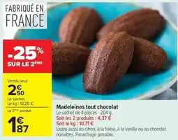 Carrefour Madeleines tout chocolat offre