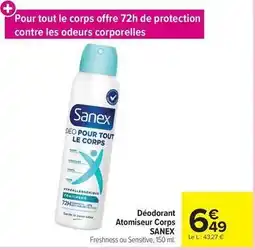 Carrefour Sanex - déodorant atomiseur corps offre