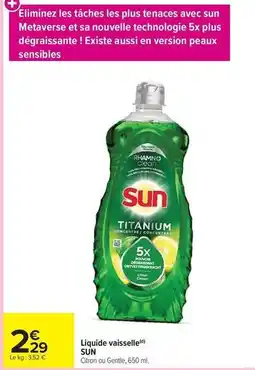 Carrefour Sun - liquide vaisselle offre