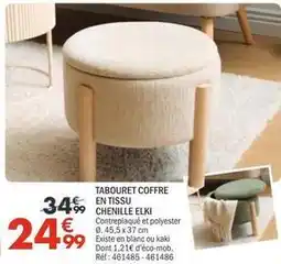 La Foir'Fouille Tabouret coffre en tissu chenille elki offre