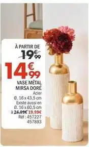 La Foir'Fouille Vase métal mirsa doré offre