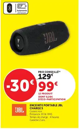 Hyper U JBL ENCEINTE PORTABLE JBL CHARGE 5 offre