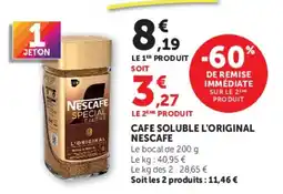 Hyper U NESCAFE CAFE SOLUBLE L'ORIGINAL offre