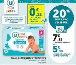 Hyper U U tout petits Couches Essentiel offre