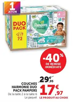 Hyper U Pampers Couches Harmonie offre