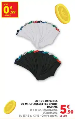 Hyper U MI-CHAUSSETTES SPORT HOMME offre