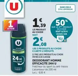 Hyper U U DEODORANT HOMME offre