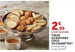 Hyper U TUILES OU ROCHERS COCO OU CIGARETTES offre