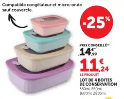 Hyper U Lot de 4 boites de conservation offre