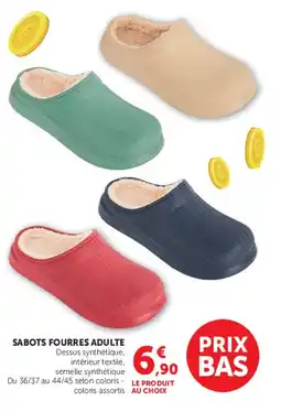 Hyper U SABOTS FOURRES ADULTE offre