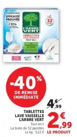 U Express L'ARBRE VERT TABLETTES LAVE VAISSELLE offre