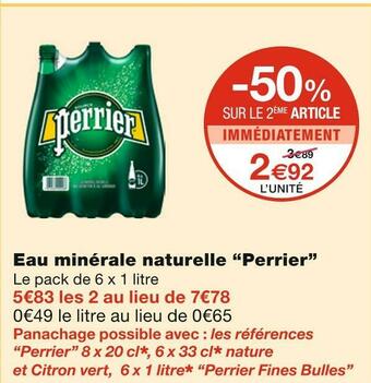 Monoprix Perrier eau minérale naturelle offre