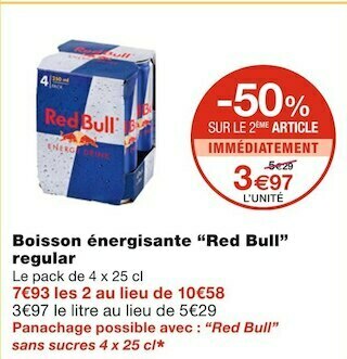 Monoprix Red bull boisson énergisante regular offre