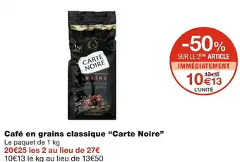 Monoprix Carte noire café en grains classique offre